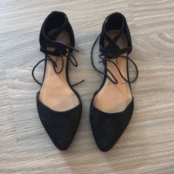 Self Esteem Shoes - Lace Up D’Orsay Black Flats Size 7.5